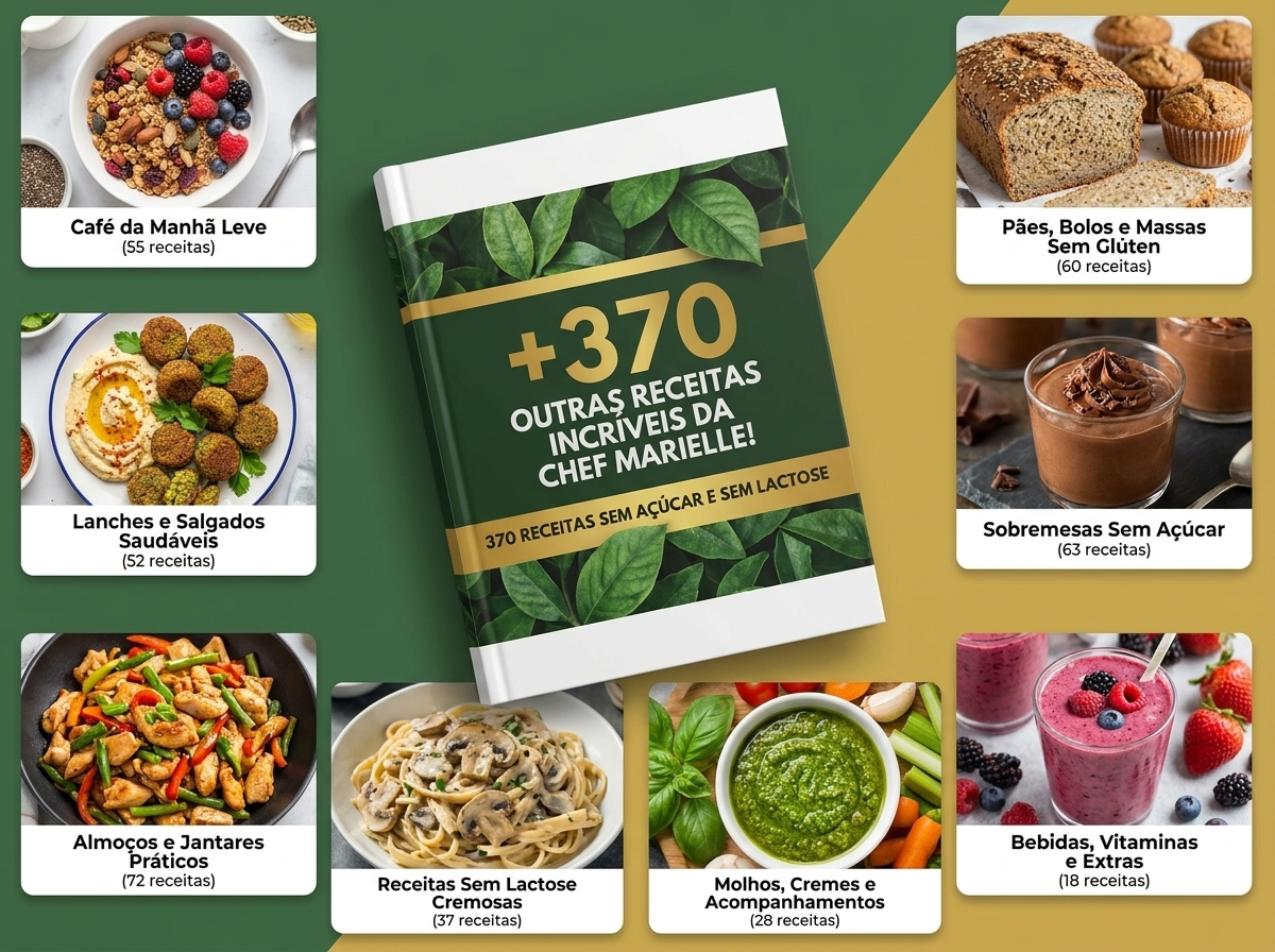Coleção +370 outras receitas da Chef Marielle com as categorias e o número de receitas de cada uma